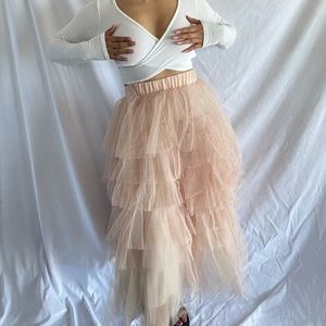 Dusty pink tulle skirt